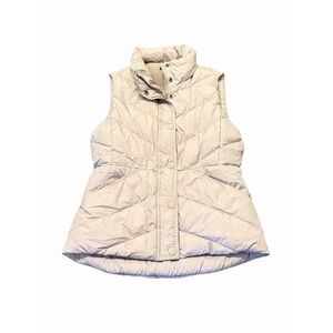 J Crew Puffer Vest Womens XS Beige Down Feather Quilted Insulated Button Zip